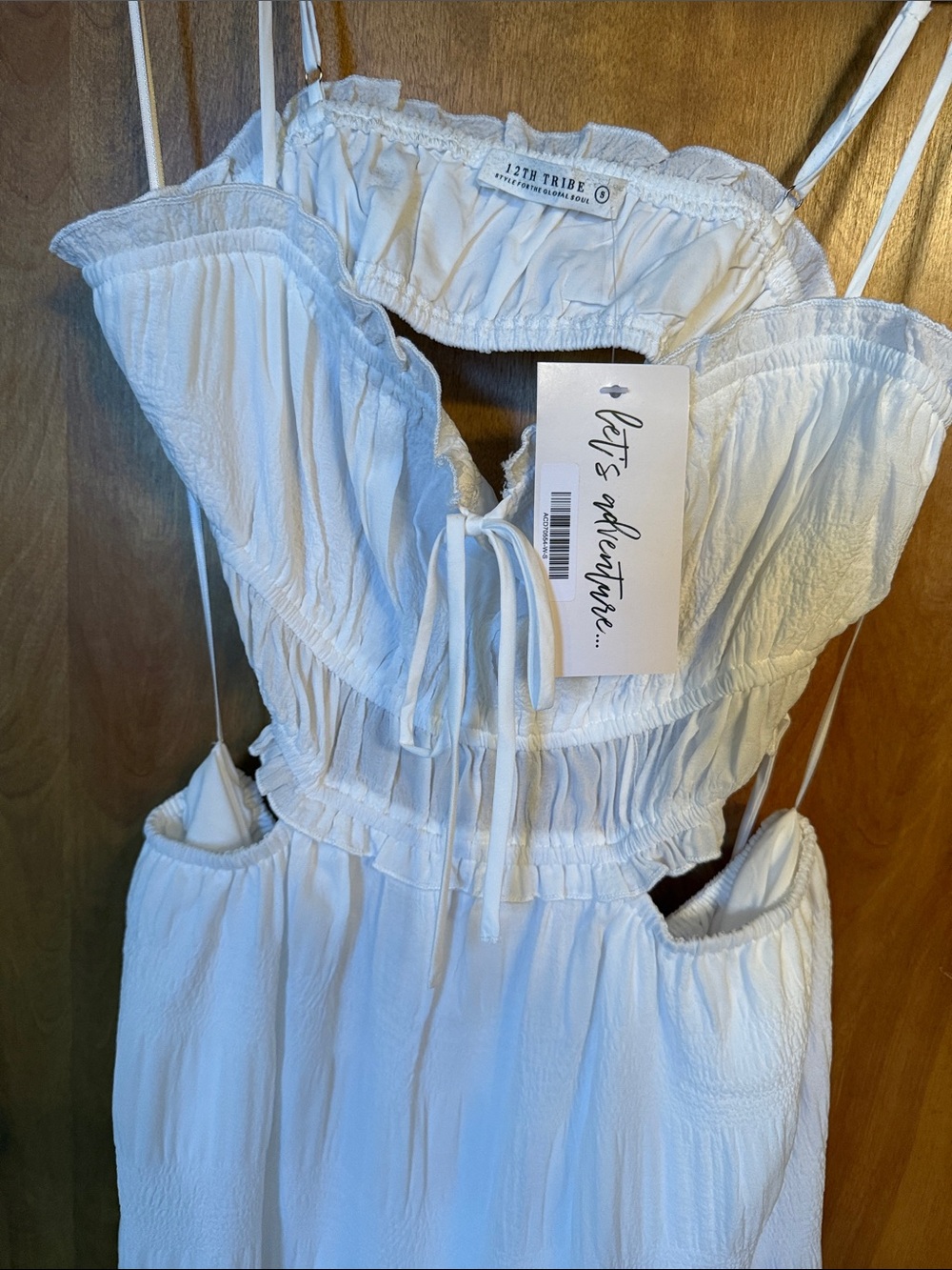 12th Tribe White Spaghetti-Strap Maxi Dress with Side Cutout - Picture 5 of 6